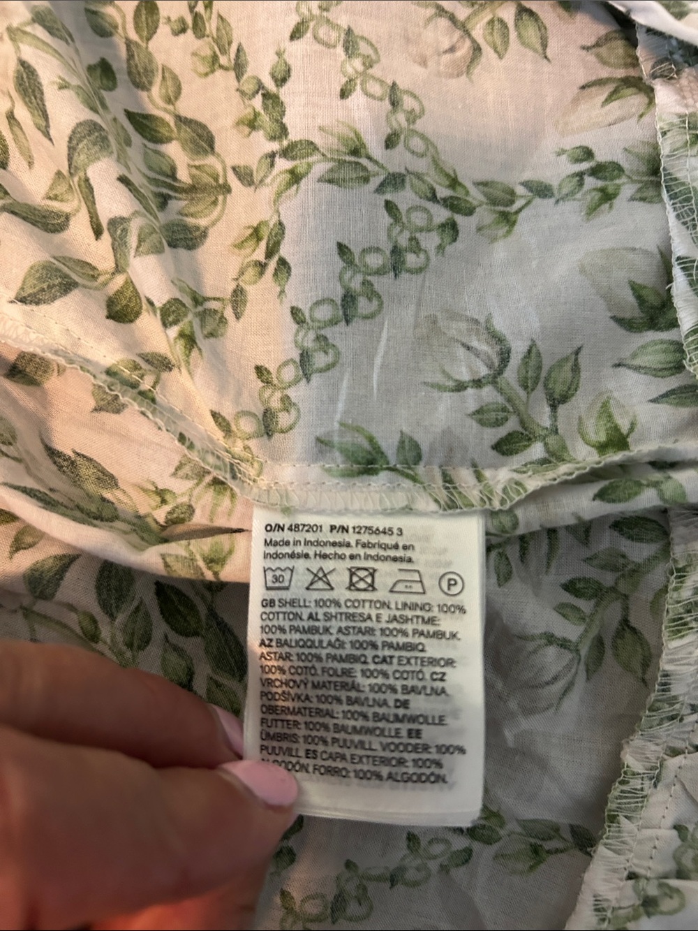 H&M White Maxi Dress with Green Leaf Print - Picture 5 of 5